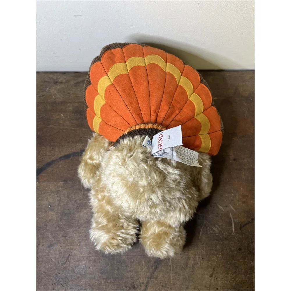 Vintage GUND Teddy Bear Turkey Sweater Tail Feathers Fall Thanksgiving 9